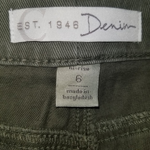 Women's CATO Pants Olive Green Size 6 Khaki Comfort Stretch Hi-Rise Tapered Leg - Picture 3 of 11